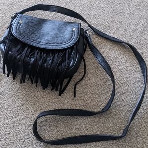 Express Black Crossbody Fringe Purse